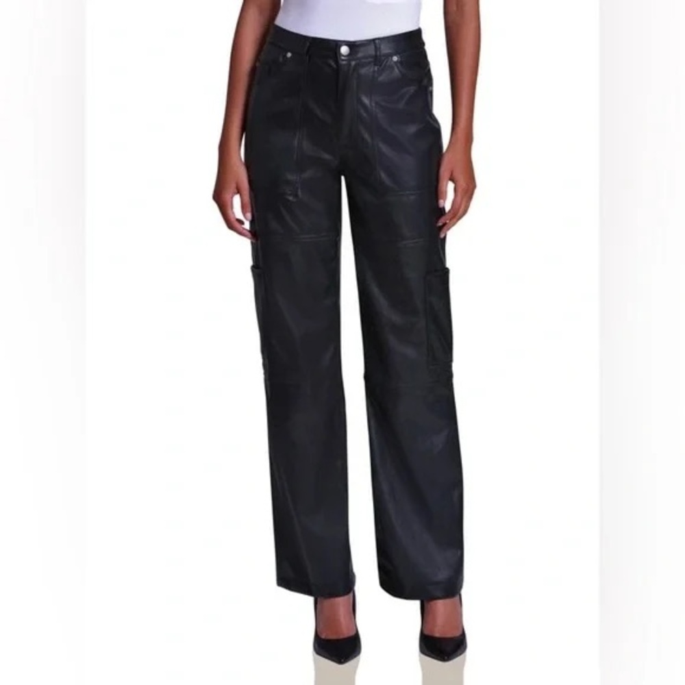 Avec Les Filles Faux-Ever Leather Cargo Pants
